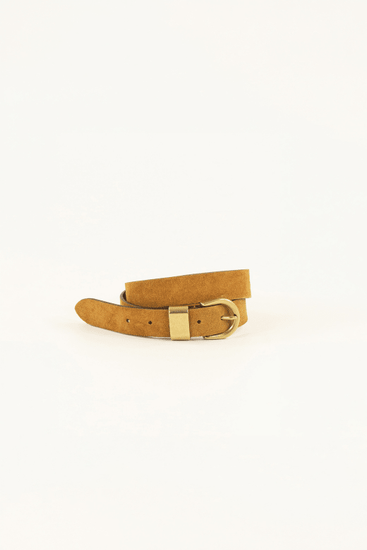 Young Ideas & Henmores -Miloa Gold Buckle Suede Belt -Noccio -S