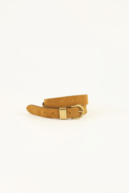 Young Ideas & Henmores -Miloa Gold Buckle Suede Belt -Noccio -S