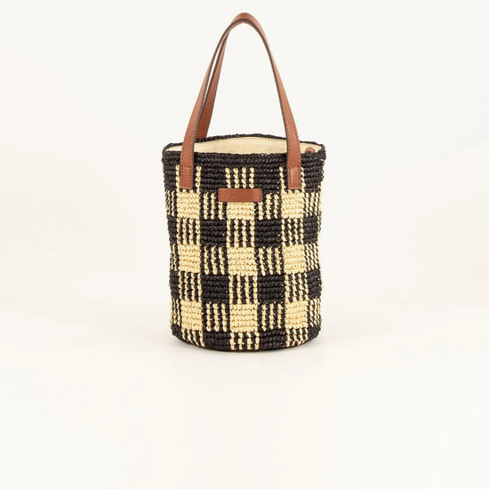 Young Ideas/Henmores - Mimi Tara R Raffia Pattern Bucket - Black Natural - OS