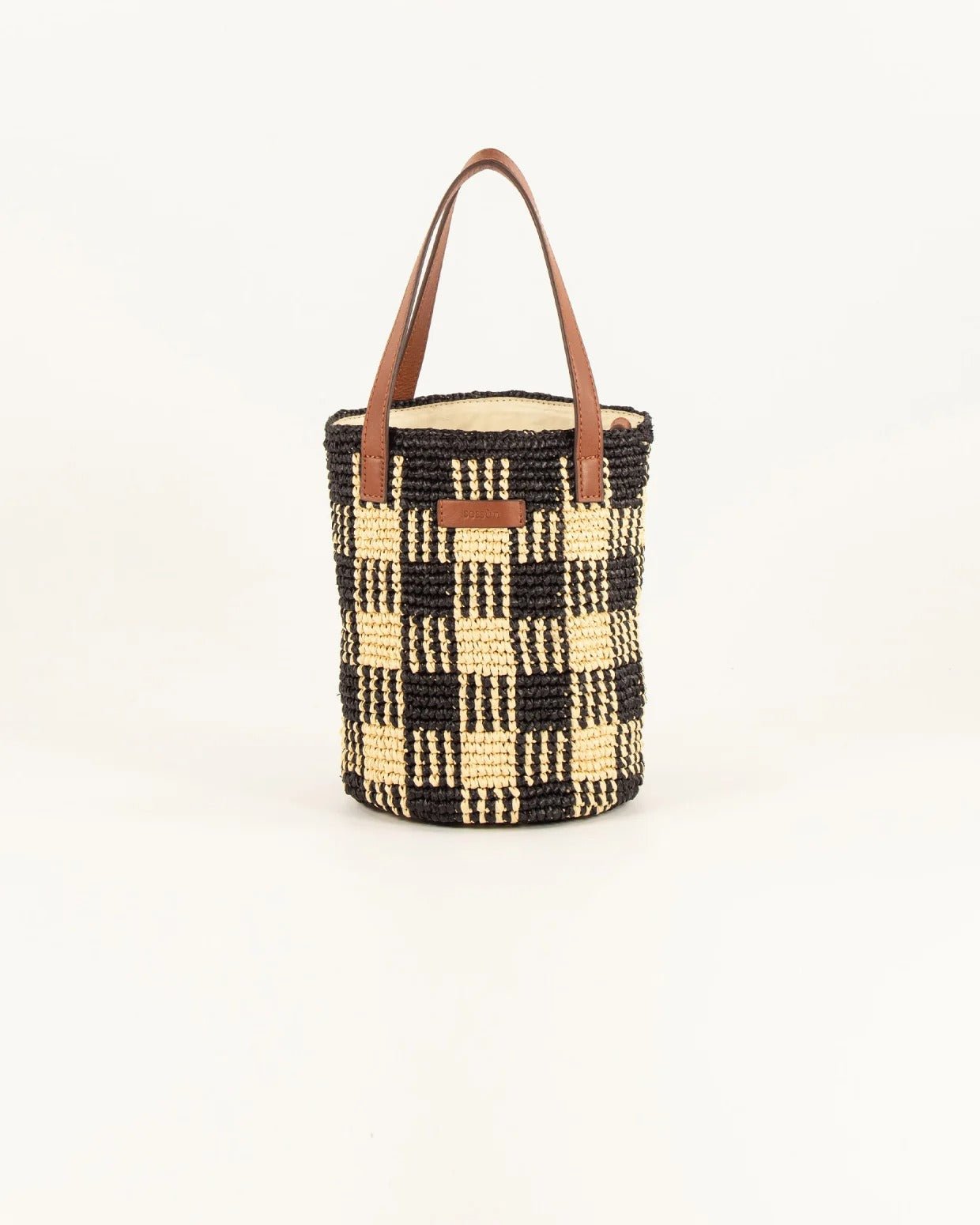 Young Ideas/Henmores - Mimi Tara R Raffia Pattern Bucket - Black Natural - OS