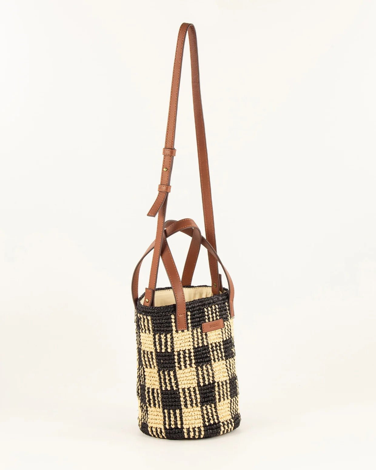 Young Ideas/Henmores - Mimi Tara R Raffia Pattern Bucket - Black Natural - OS