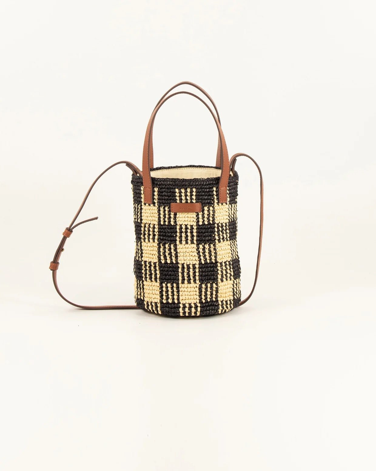 Young Ideas/Henmores - Mimi Tara R Raffia Pattern Bucket - Black Natural - OS
