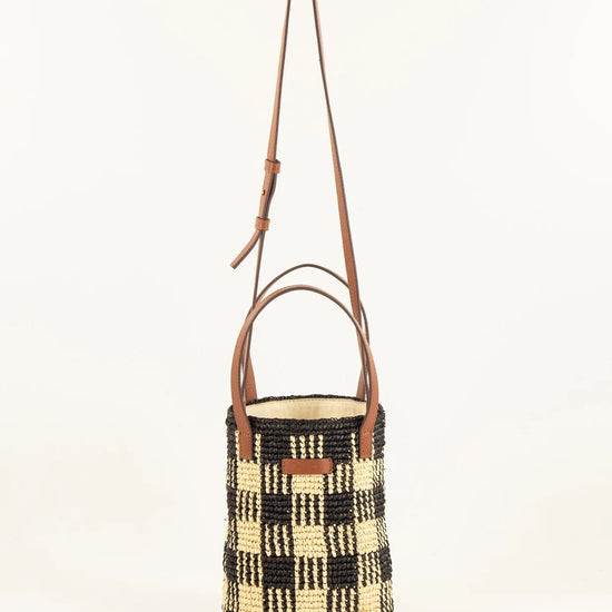 Young Ideas/Henmores - Mimi Tara R Raffia Pattern Bucket - Black Natural - OS