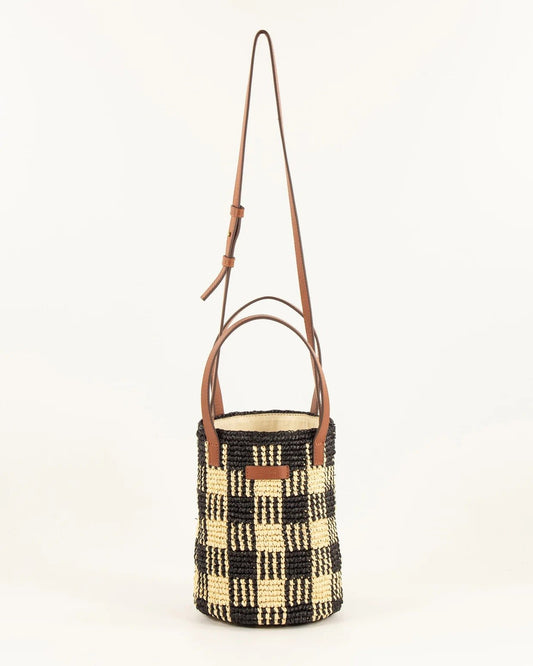 Young Ideas/Henmores - Mimi Tara R Raffia Pattern Bucket - Black Natural - OS
