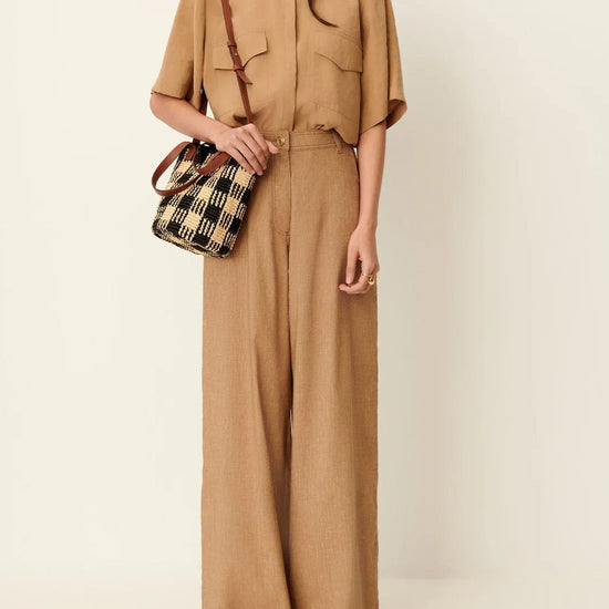 Young Ideas/Henmores - Mimi Tara R Raffia Pattern Bucket - Black Natural - OS