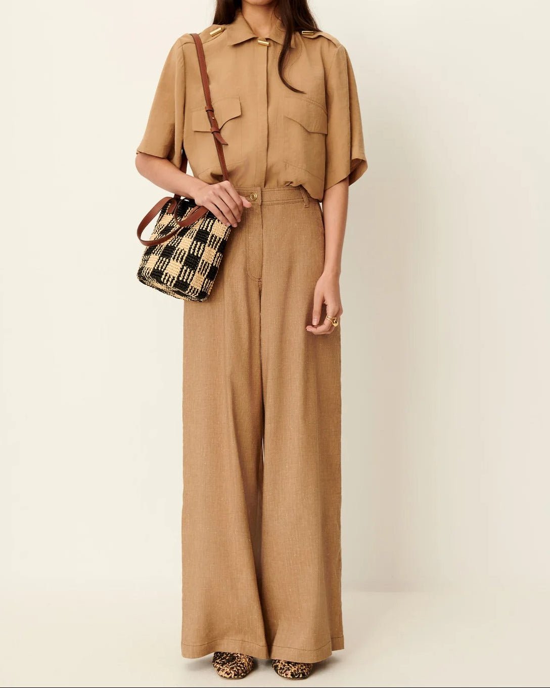 Young Ideas/Henmores - Mimi Tara R Raffia Pattern Bucket - Black Natural - OS