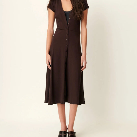 Young Ideas/Henmores - Nea Button Up Midi Dress - Ganache - XS