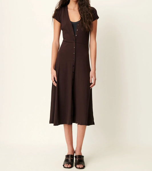 Young Ideas/Henmores - Nea Button Up Midi Dress - Ganache - XS