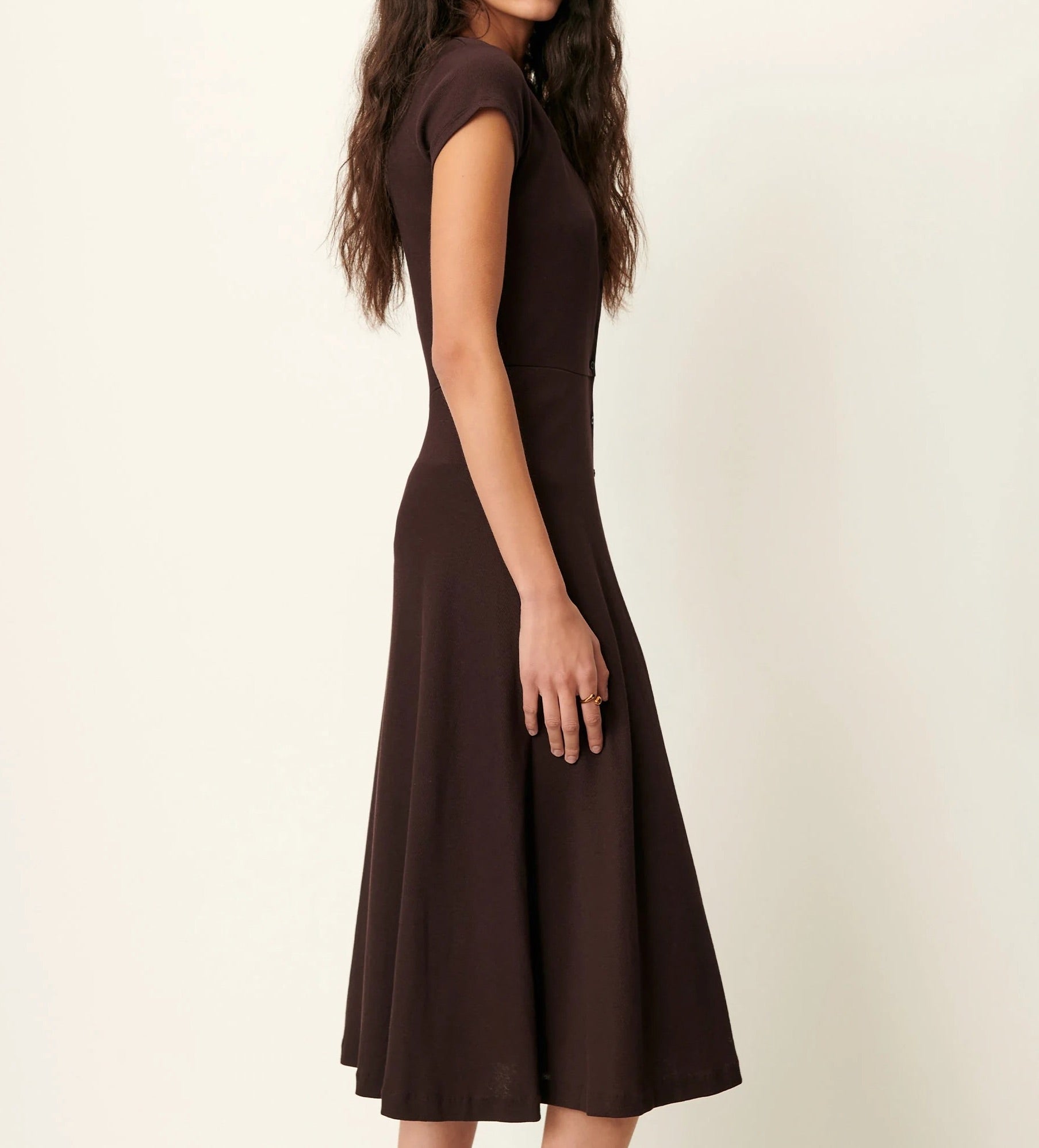 Young Ideas/Henmores - Nea Button Up Midi Dress - Ganache - XS
