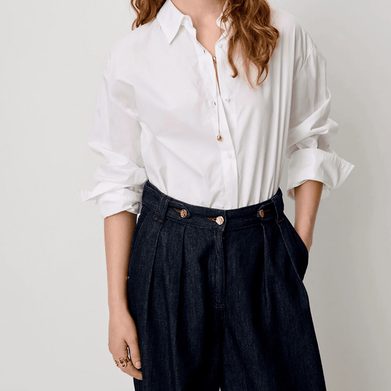 Young Ideas & Henmores -Neomi Poplin Shirt -Optical White -S