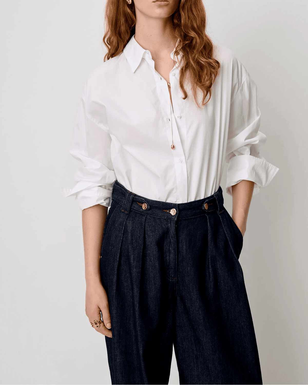 Young Ideas & Henmores -Neomi Poplin Shirt -Optical White -S