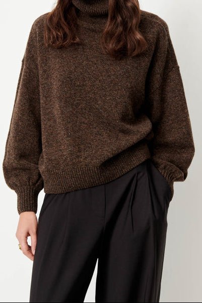 Young Ideas & Henmores -Niko Merino Turtleneck Jumper -Dark Stone -XS