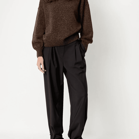 Young Ideas & Henmores -Niko Merino Turtleneck Jumper -Dark Stone -XS
