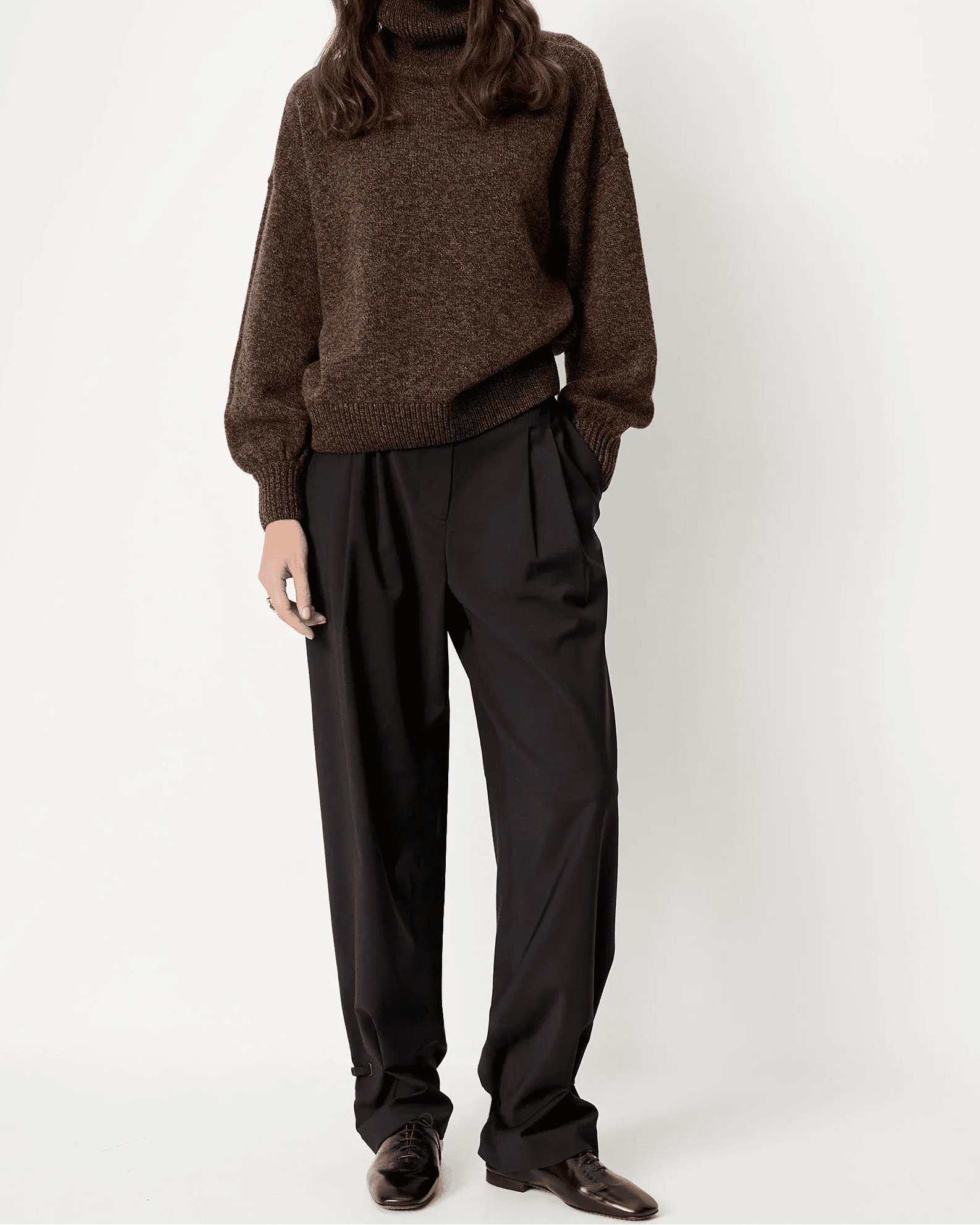 Young Ideas & Henmores -Niko Merino Turtleneck Jumper -Dark Stone -XS
