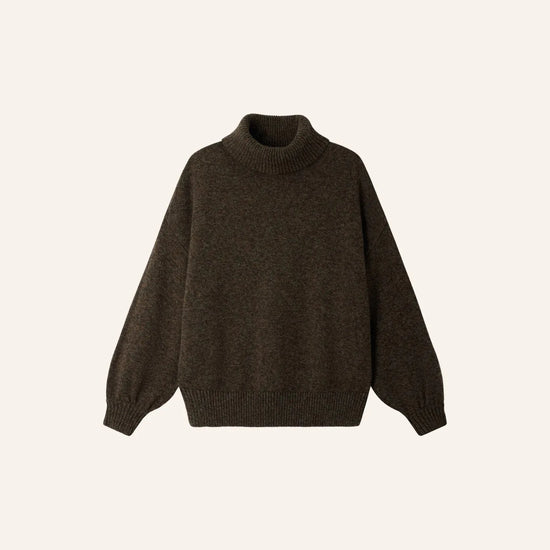 Young Ideas & Henmores -Niko Merino Turtleneck Jumper -Dark Stone -XS