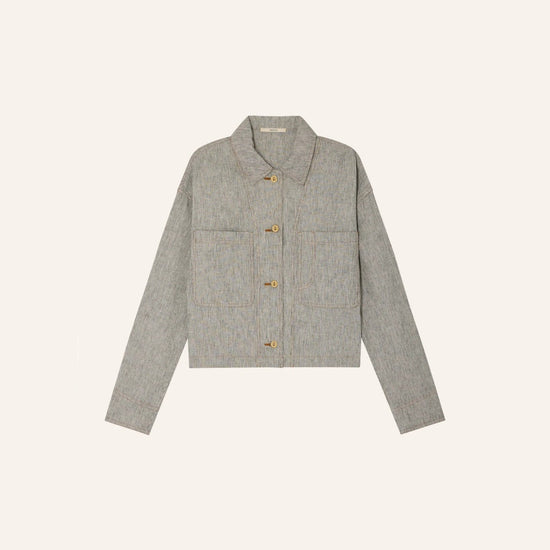 Young Ideas/Henmores - Notteri Double Pocket Shirt Jacket - White/Black - XS