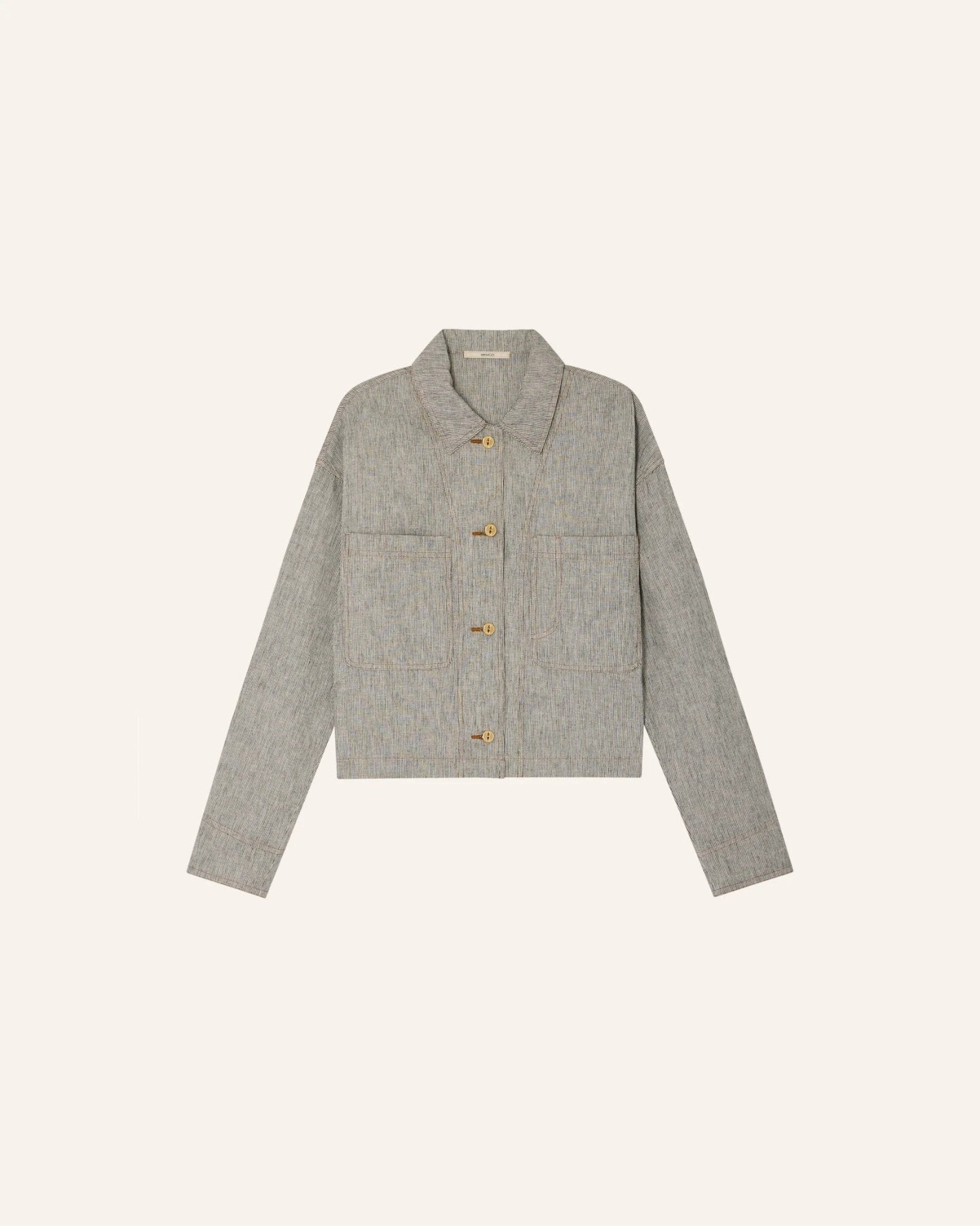 Young Ideas/Henmores - Notteri Double Pocket Shirt Jacket - White/Black - XS