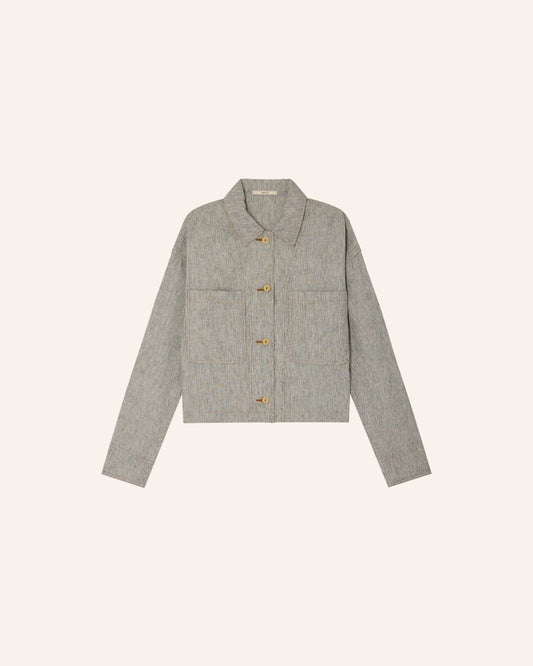 Young Ideas/Henmores - Notteri Double Pocket Shirt Jacket - White/Black - XS