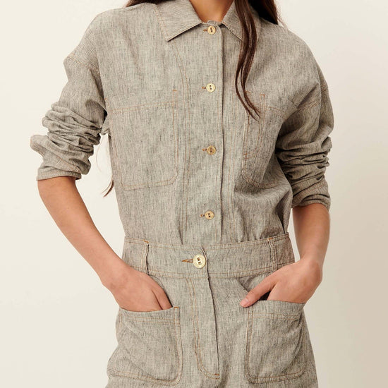 Young Ideas/Henmores - Notteri Double Pocket Shirt Jacket - White/Black - XS