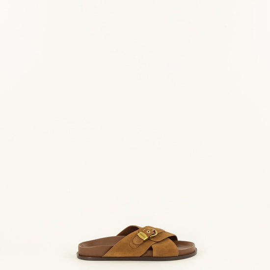 Young Ideas/Henmores - Remus Cross Suede Slide On Sandal - Tobacco - 4