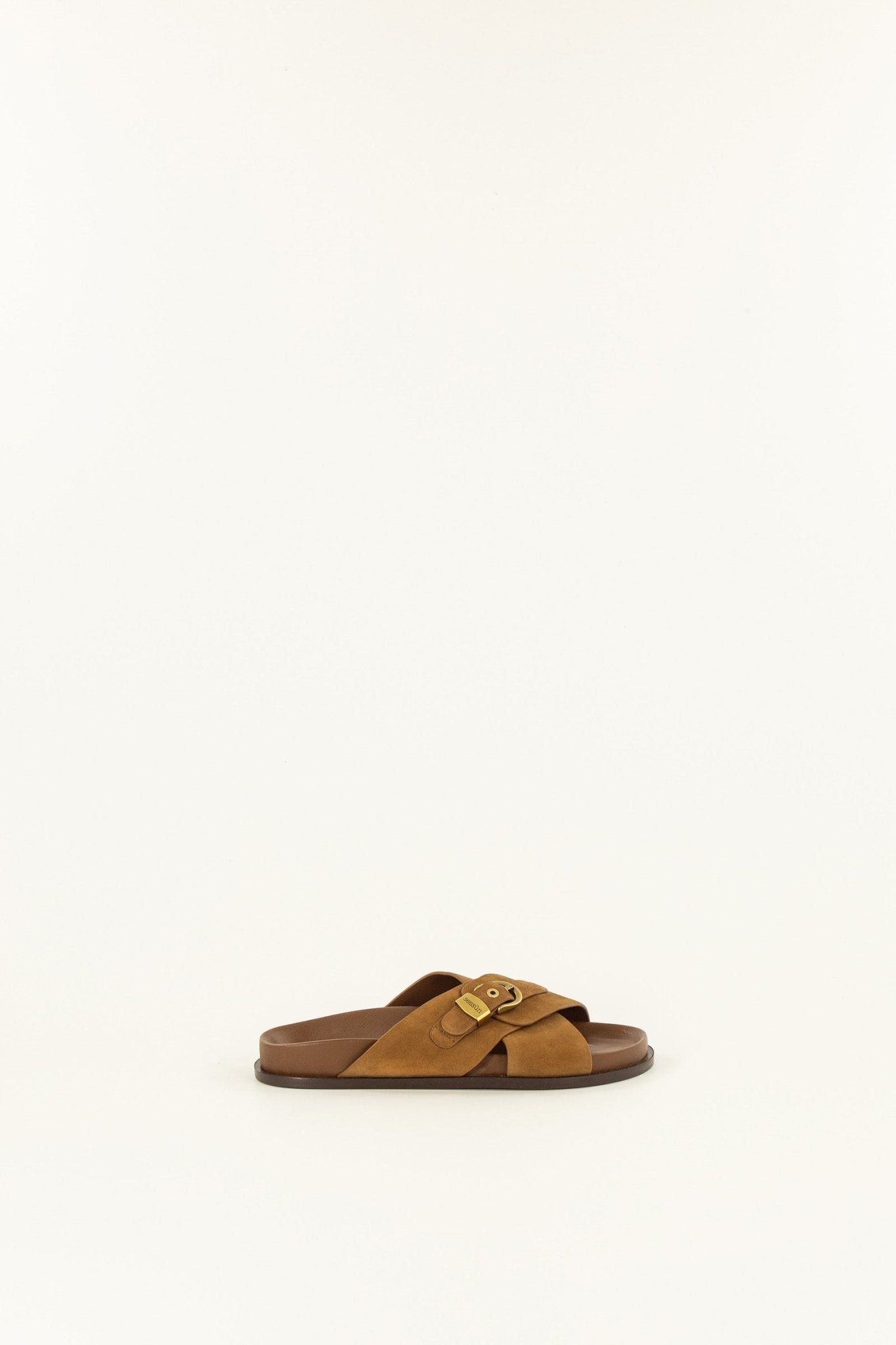 Young Ideas/Henmores - Remus Cross Suede Slide On Sandal - Tobacco - 4