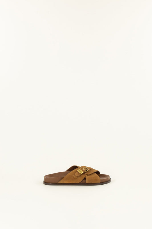 Young Ideas/Henmores - Remus Cross Suede Slide On Sandal - Tobacco - 4