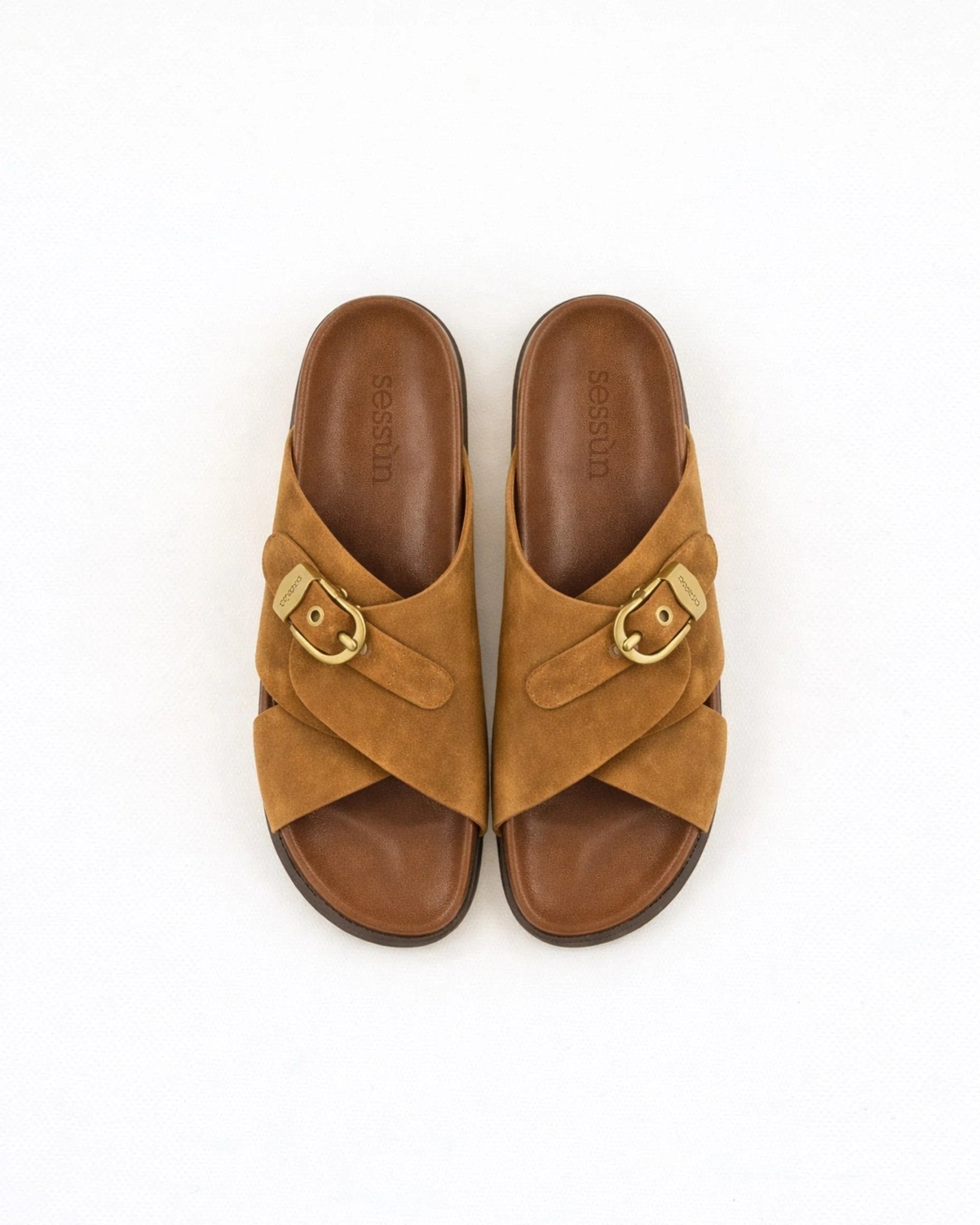 Young Ideas/Henmores - Remus Cross Suede Slide On Sandal - Tobacco - 4