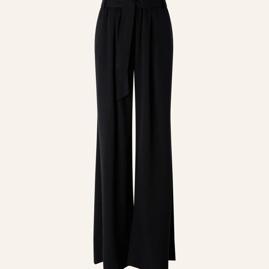 Young Ideas/Henmores - Rim Wide Leg Belted Trousers - Black - 8