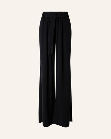 Young Ideas/Henmores - Rim Wide Leg Belted Trousers - Black - 8