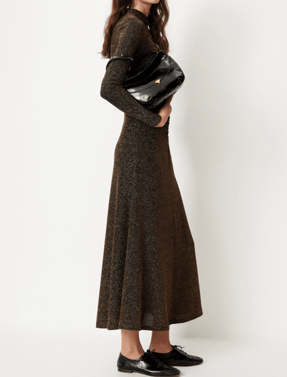 Young Ideas & Henmores -Rita Jersey Fleck Long Dress -Night Gold -XS