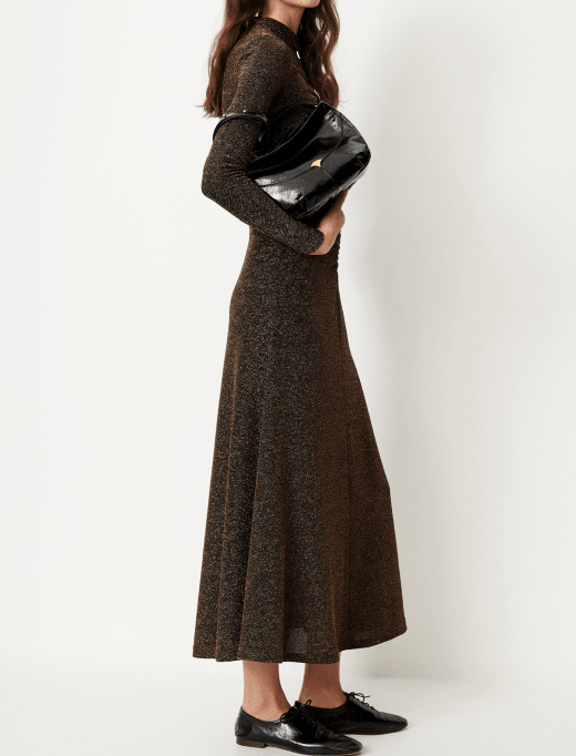 Young Ideas & Henmores -Rita Jersey Fleck Long Dress -Night Gold -XS