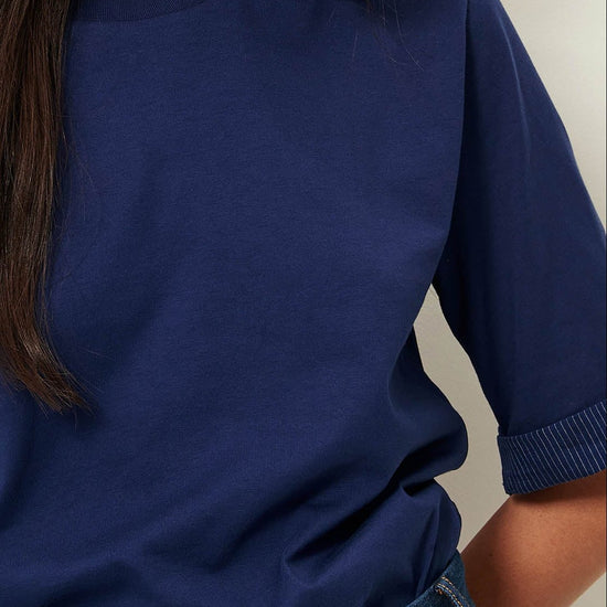 Young Ideas/Henmores - Samico Rolled Sleeve T-Shirt - Blazer Blue - XS