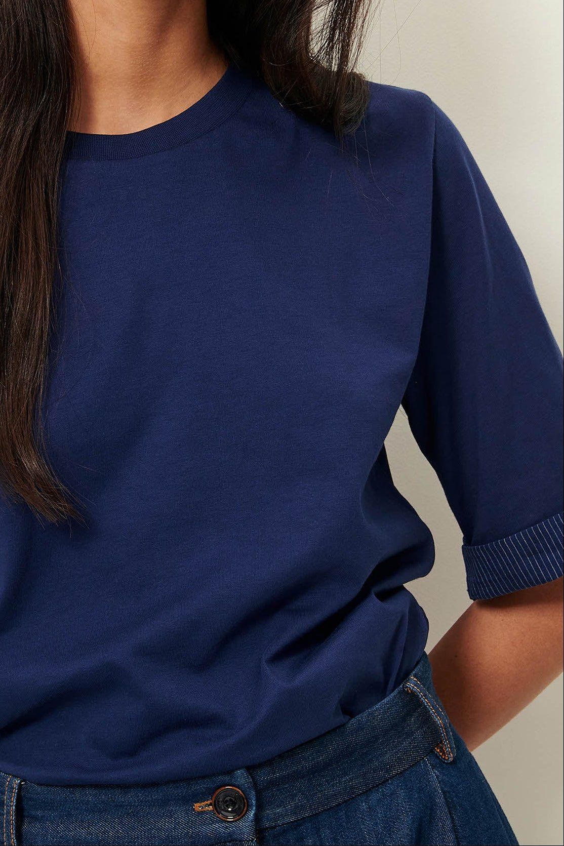 Young Ideas/Henmores - Samico Rolled Sleeve T-Shirt - Blazer Blue - XS