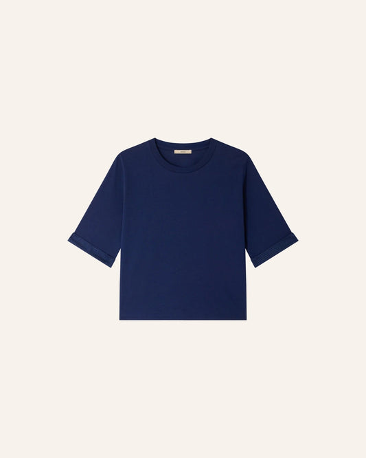 Young Ideas/Henmores - Samico Rolled Sleeve T-Shirt - Blazer Blue - XS