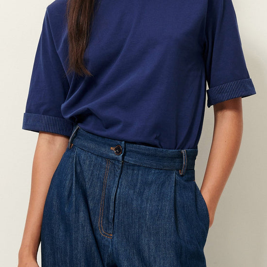 Young Ideas/Henmores - Samico Rolled Sleeve T-Shirt - Blazer Blue - XS