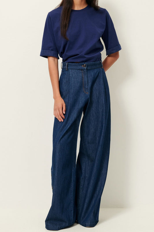 Young Ideas/Henmores - Samico Rolled Sleeve T-Shirt - Blazer Blue - XS