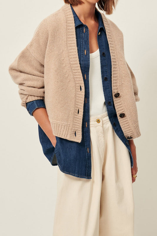 Young Ideas/Henmores - Serato Low V Cardigan - Blush Brown - XS