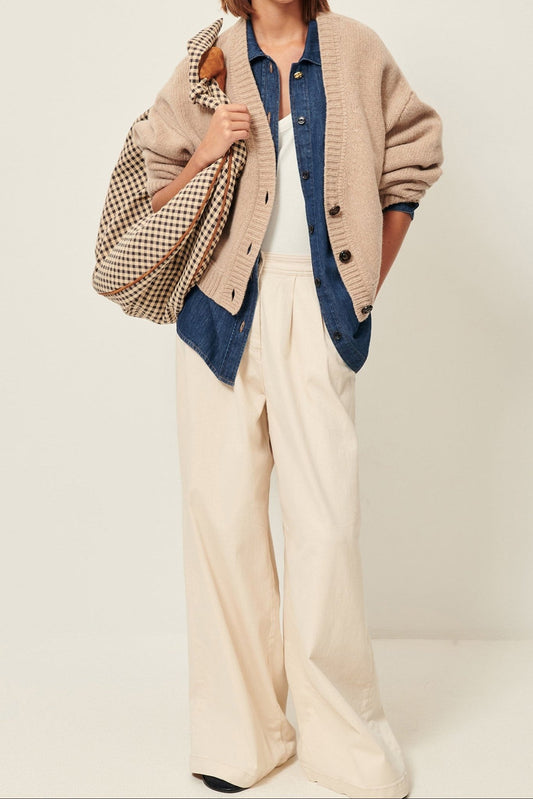 Young Ideas/Henmores - Serato Low V Cardigan - Blush Brown - XS