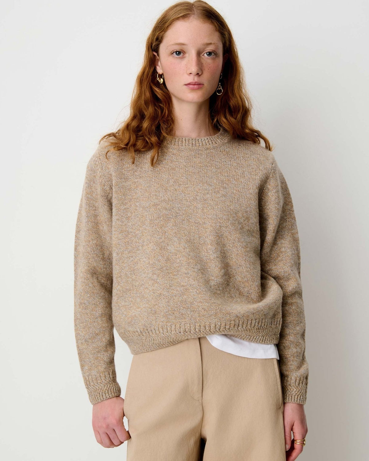 Young Ideas & Henmores -Silty Merino Mouline Jumper -Sandgres Tan -S