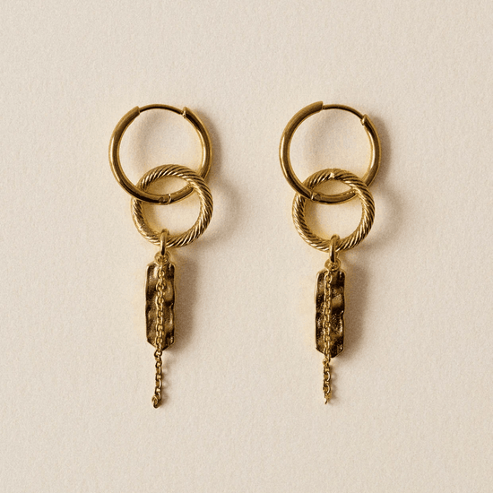 Young Ideas/Henmores - Toti Bo R Asymmetric Drop Earrings - Brown/Gold - OS