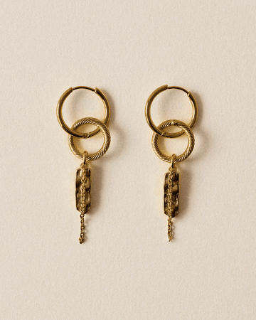 Young Ideas/Henmores - Toti Bo R Asymmetric Drop Earrings - Brown/Gold - OS