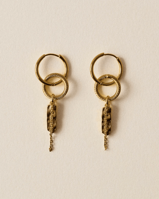 Young Ideas/Henmores - Toti Bo R Asymmetric Drop Earrings - Brown/Gold - OS