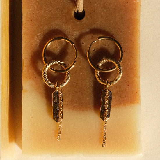 Young Ideas/Henmores - Toti Bo R Asymmetric Drop Earrings - Brown/Gold - OS