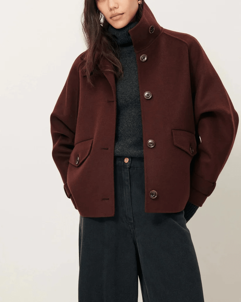 Young Ideas & Henmores -Valley Nevado High Collar Jacket -Sous Bois Brown -XS