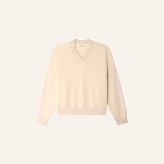 Young Ideas/Henmores - Vechill Cross V Neck Sweatshirt - Oat Milk - XS