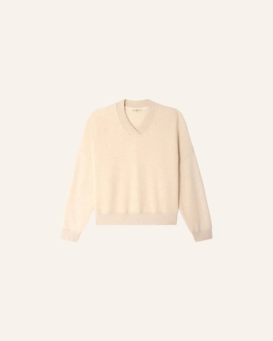 Young Ideas/Henmores - Vechill Cross V Neck Sweatshirt - Oat Milk - XS