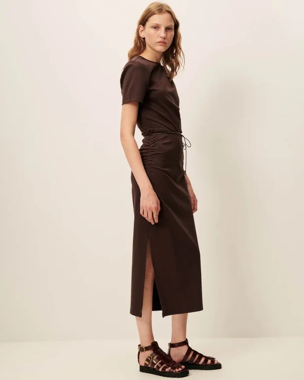 Young Ideas/Henmores - Vertigo Bead Detail Midi Dress - Espresso - S