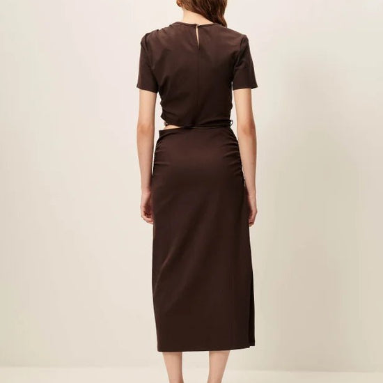 Young Ideas/Henmores - Vertigo Bead Detail Midi Dress - Espresso - S