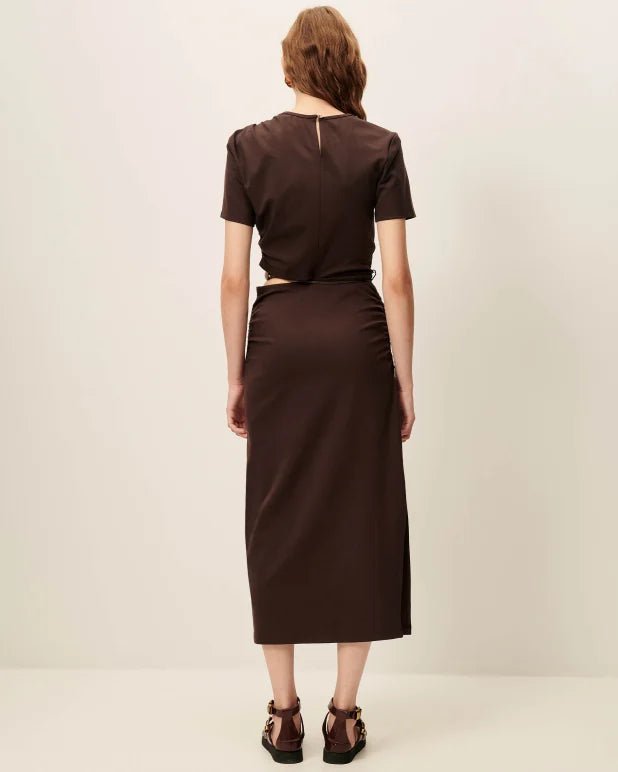 Young Ideas/Henmores - Vertigo Bead Detail Midi Dress - Espresso - S