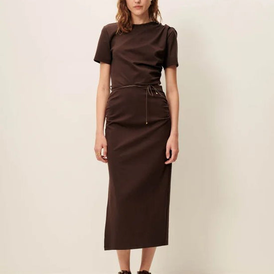 Young Ideas/Henmores - Vertigo Bead Detail Midi Dress - Espresso - S